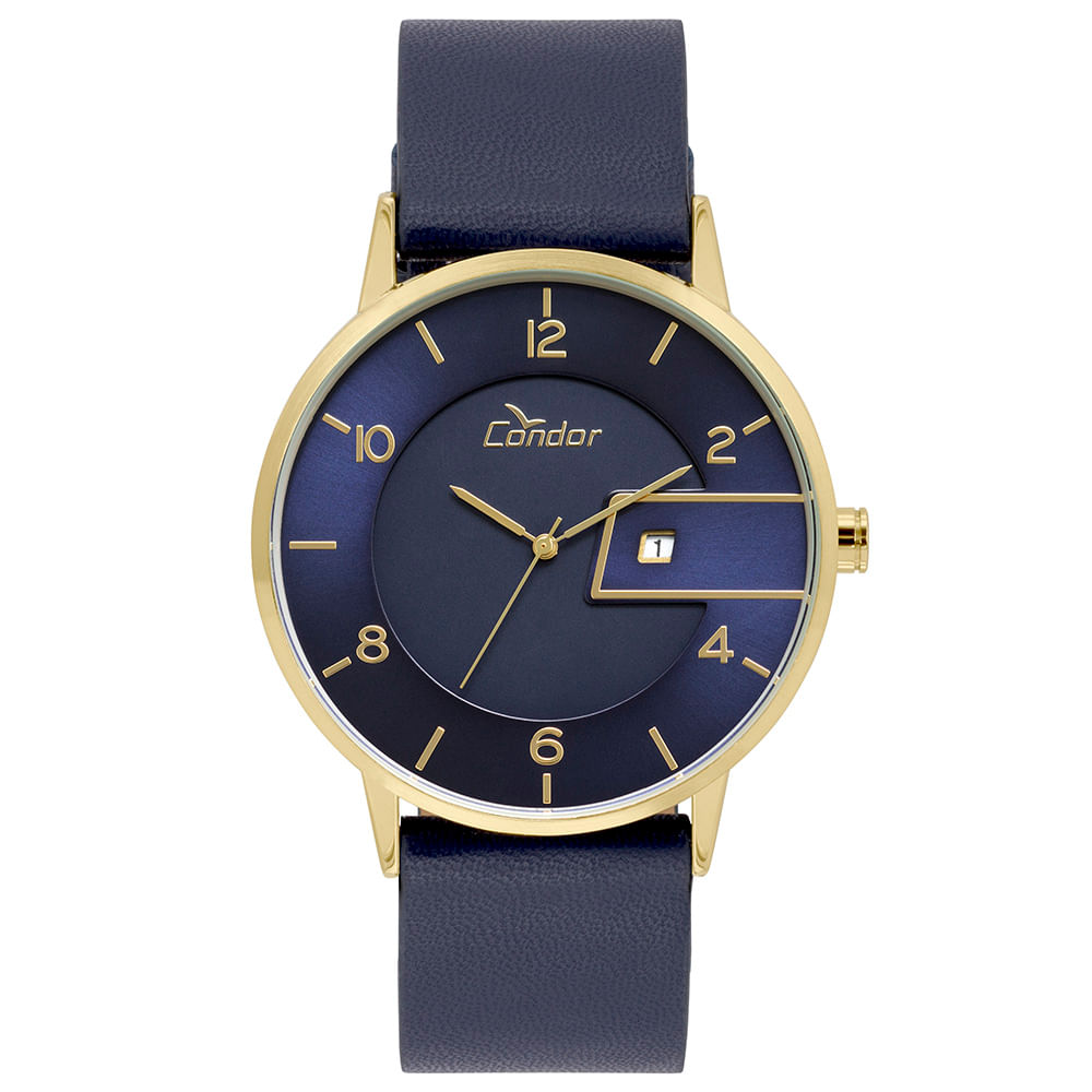 Relógio Condor Masculino Casual Couro Dourado - COGM10AB/2A - timecenter