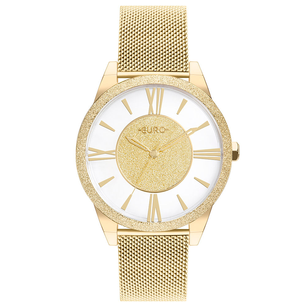Relógio Feminino Dourado Euro Original Moderno Elegante C/nf