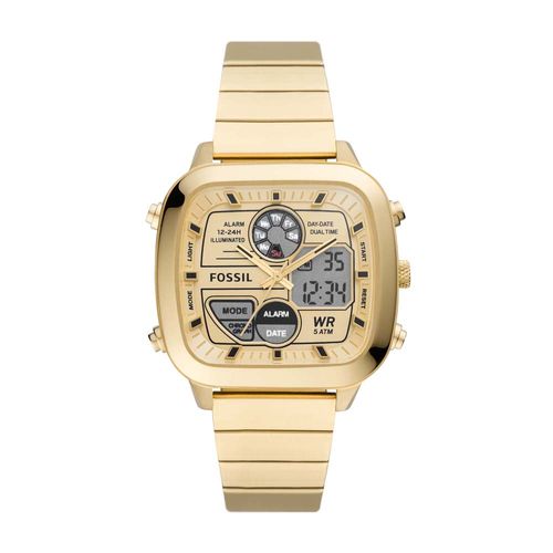 Relógio Fossil Masculino Retro Anadigital Dourado - FS5889/1DN