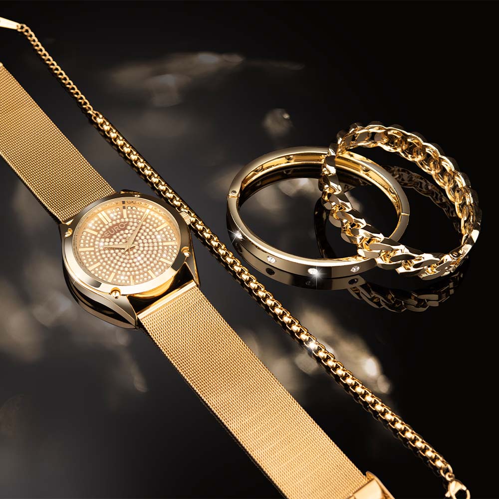 Relógio Euro Feminino Glitz Dourado
