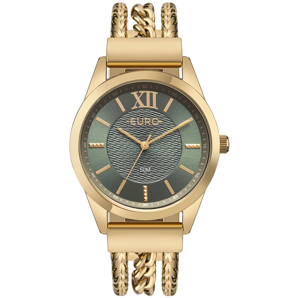 Relógio Euro Feminino Chains Dourado