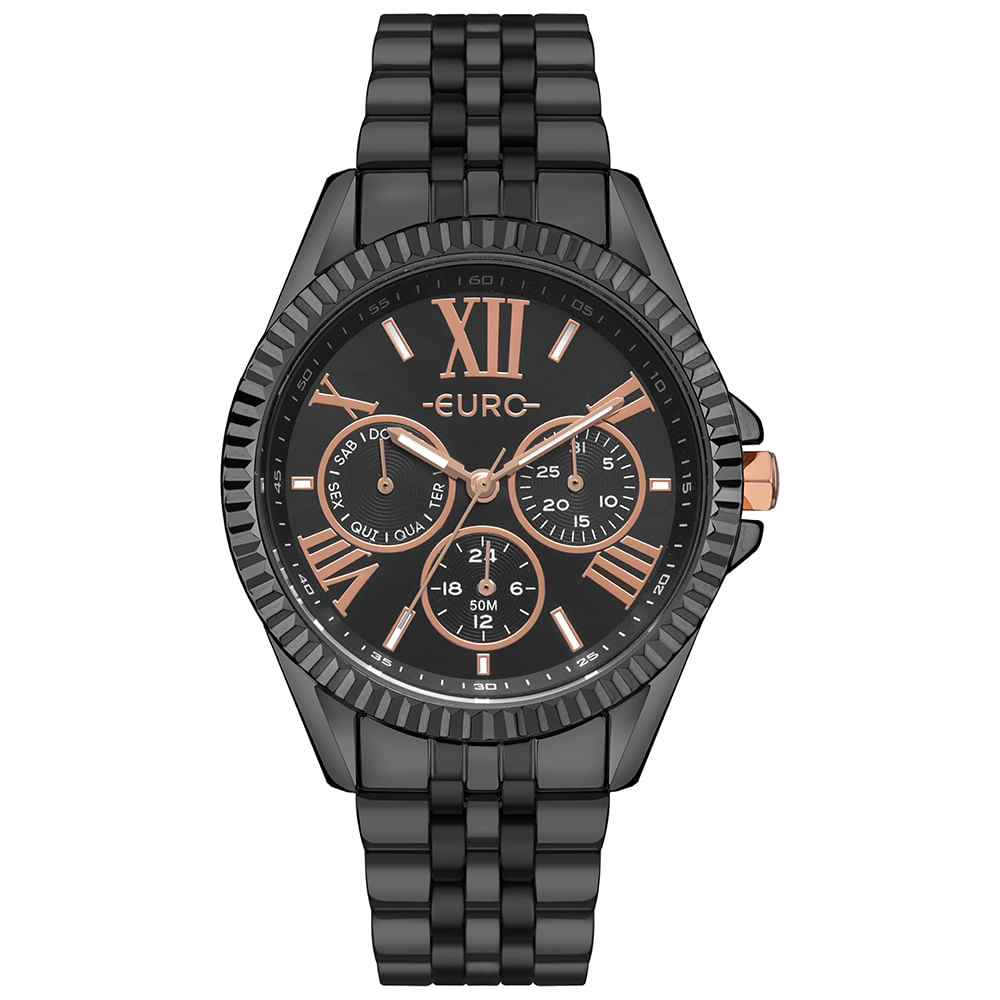Relógio Euro Feminino Multiglow Preto