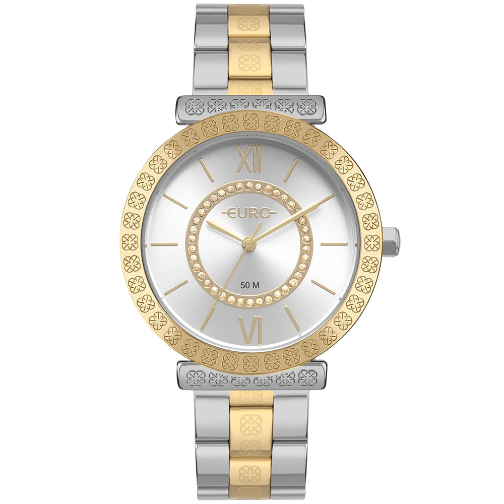Relógio Euro Feminino Glitz Bicolor