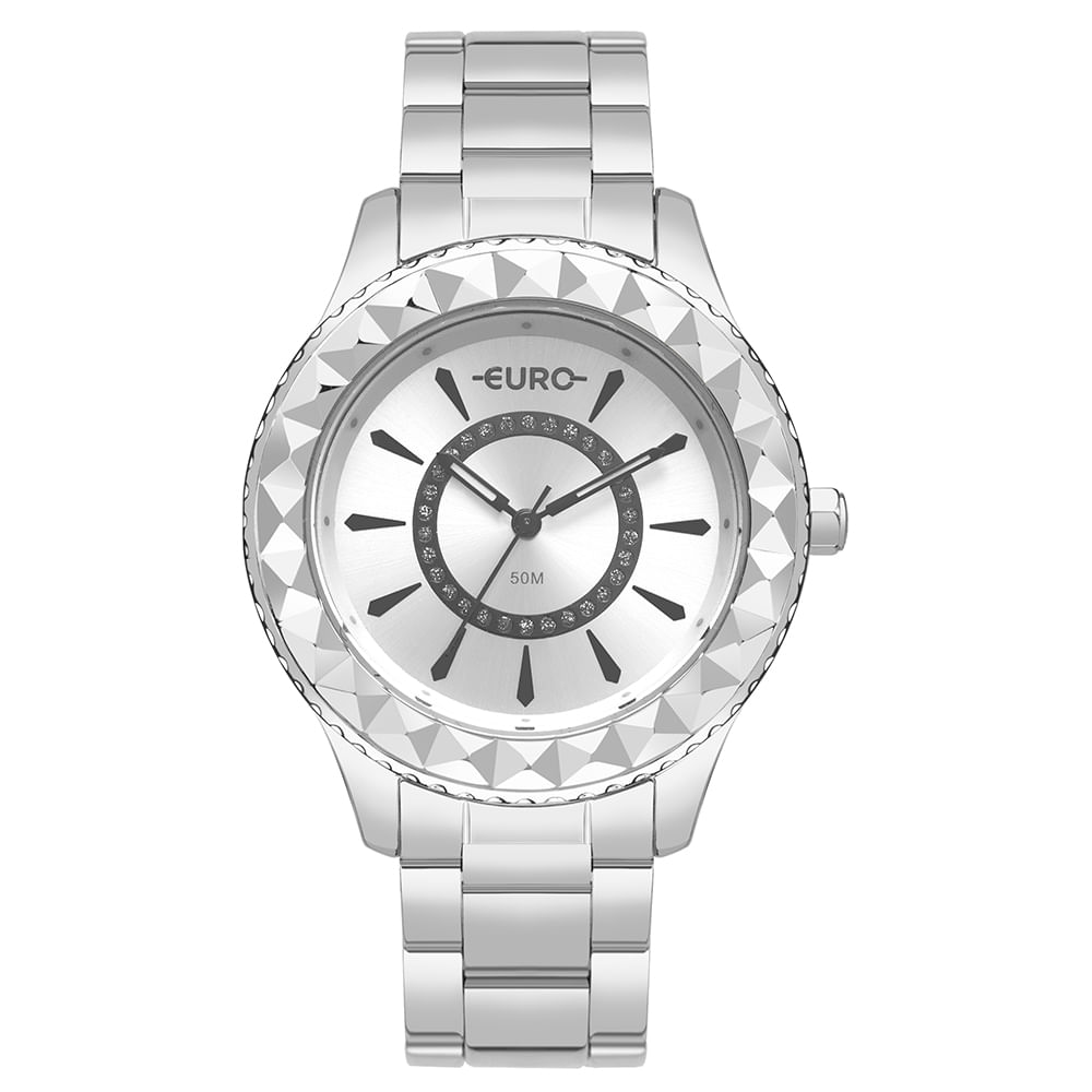 Relógio Euro Feminino Glitz Prata