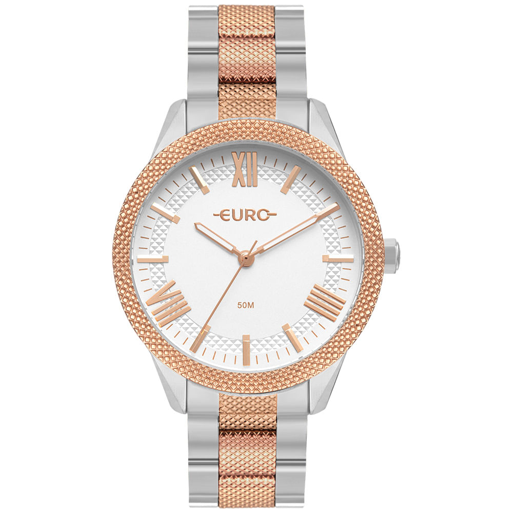 Relógio Euro Feminino Glitz Bicolor