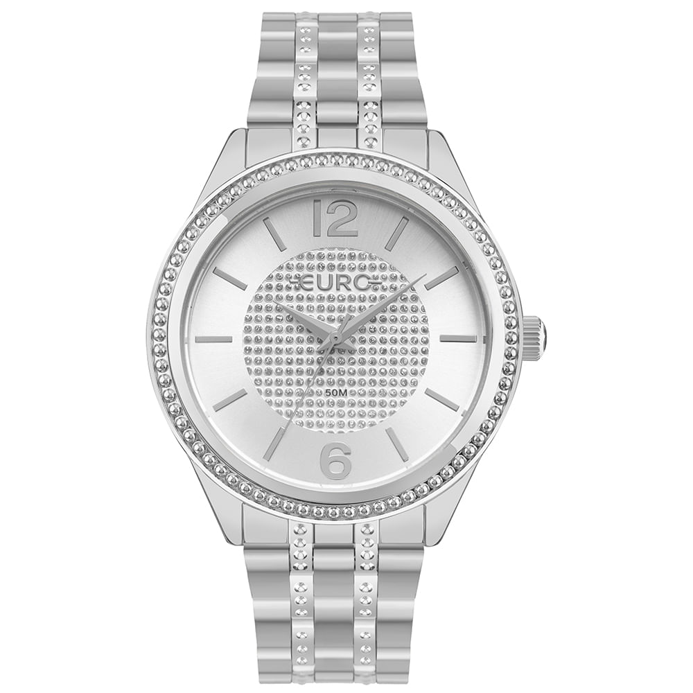 Relógio Euro Feminino Glitz Prata