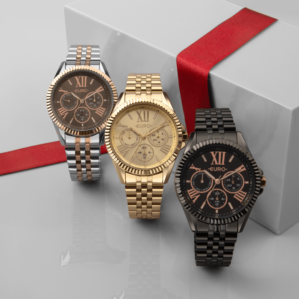  Imagem de fundo- Relógio Euro Feminino Multiglow Dourado 