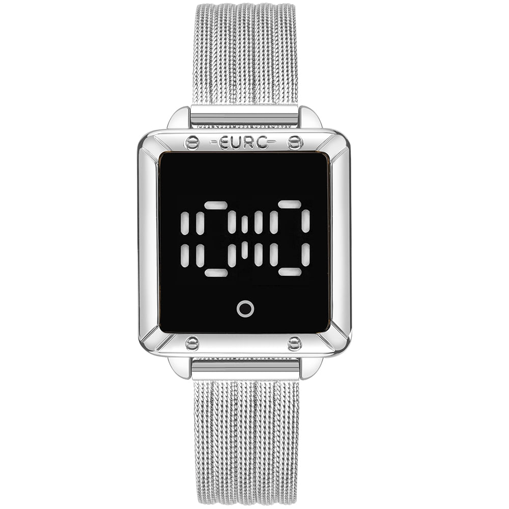 Relógio Euro Feminino Fashion Fit Led Prata