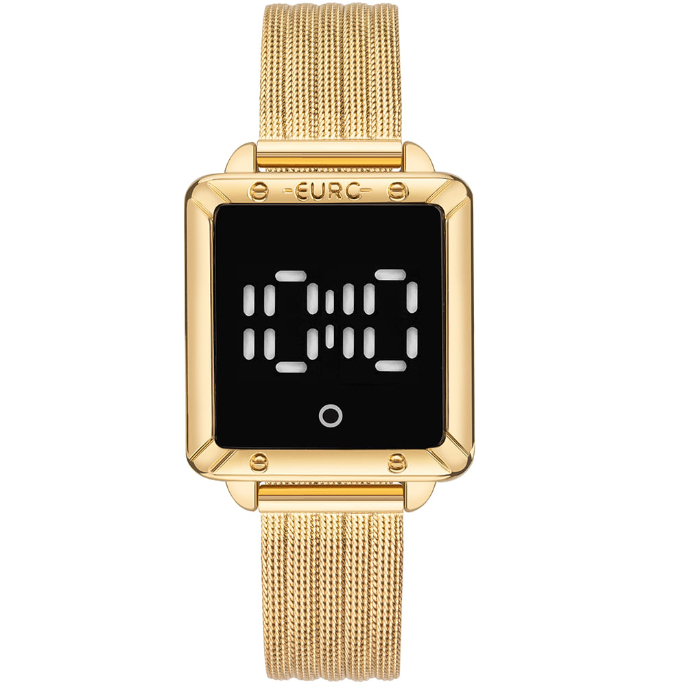 Relógio Euro Feminino Fashion Fit Led Dourado