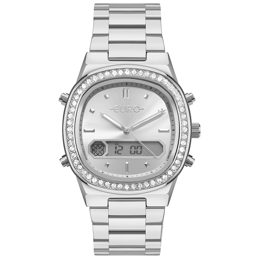 Relógio Euro Feminino Fashion Fit Sporty Prata
