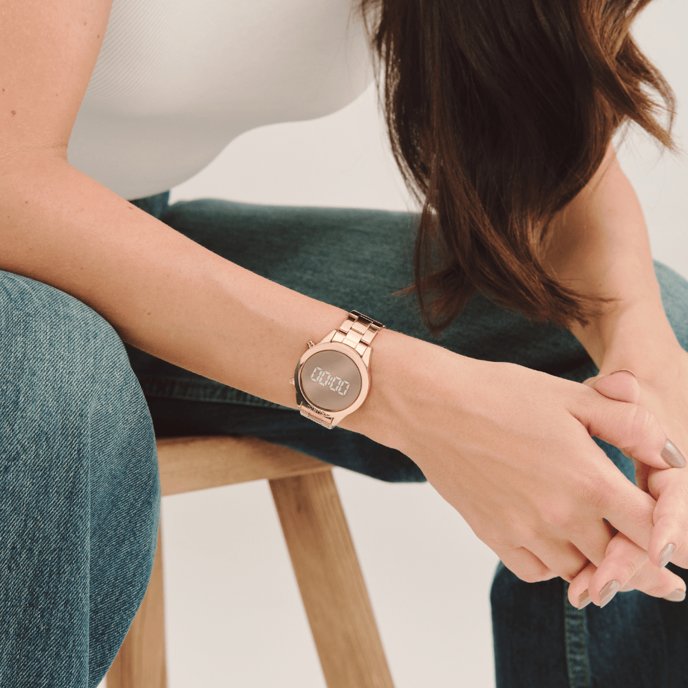  Imagem de fundo- Relógio Euro Feminino Fashion Reflexos Rosé 