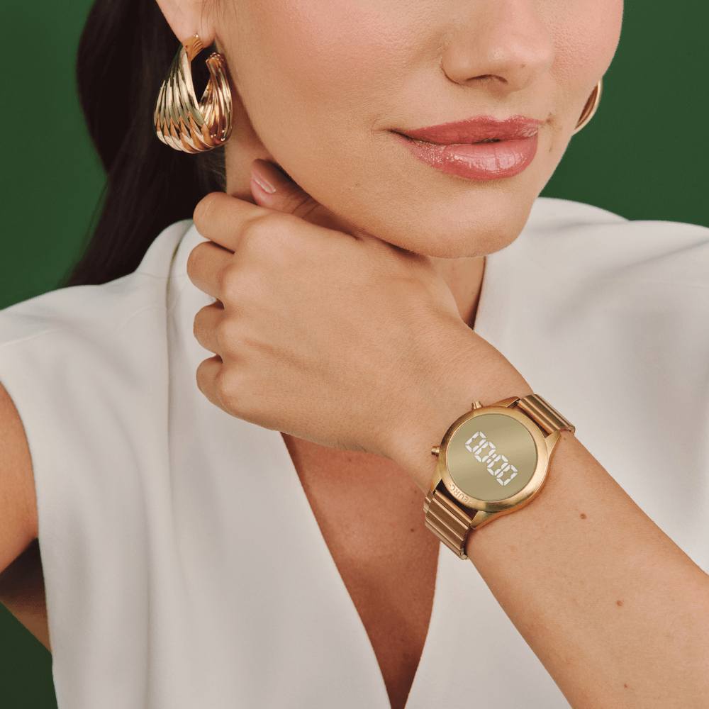  Imagem de fundo- Relógio Euro Feminino Fashion Fit Reflexos Dourado 