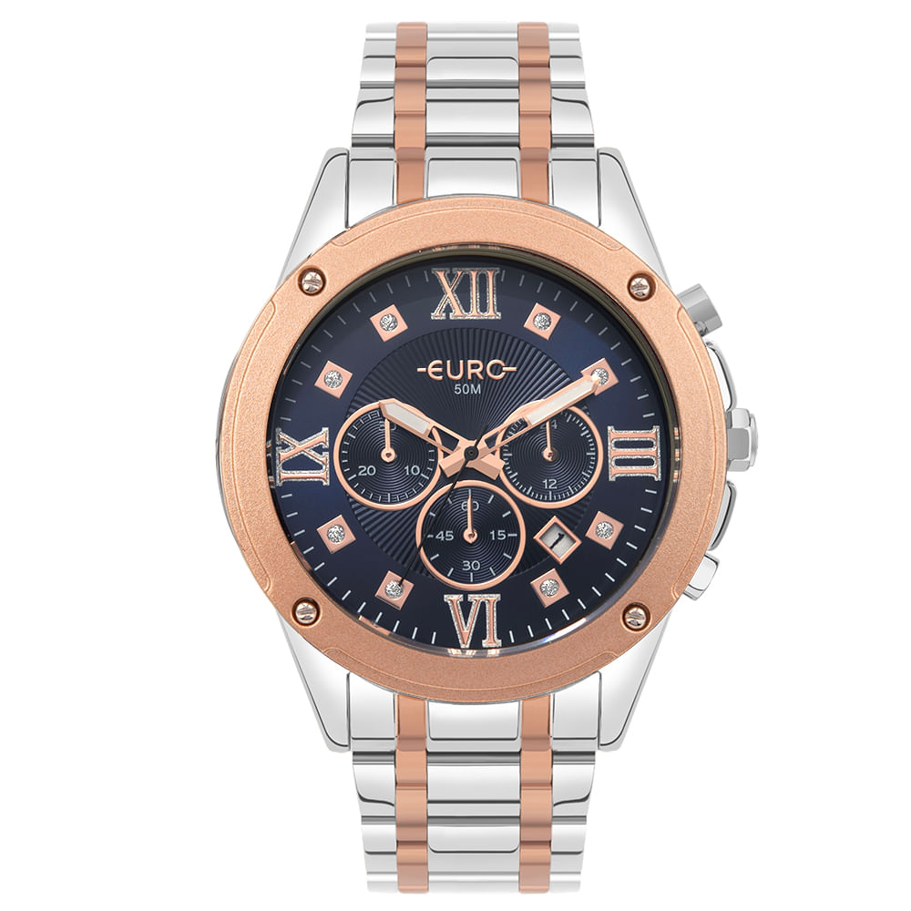 Relógio Euro Feminino Big Case Bicolor