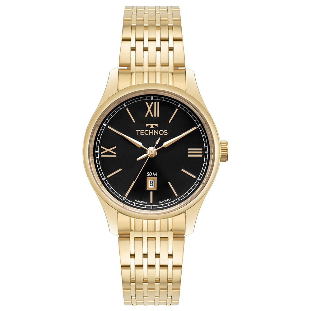 b＊e Relógio Masculino Technos Dourado Executive - 2115TZJ/1P