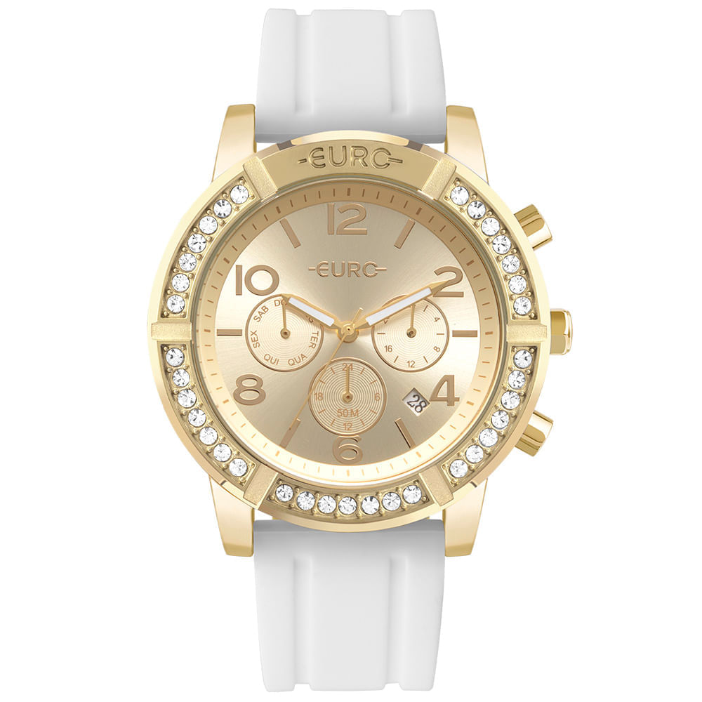Relógio Euro Feminino Big Case Dourado