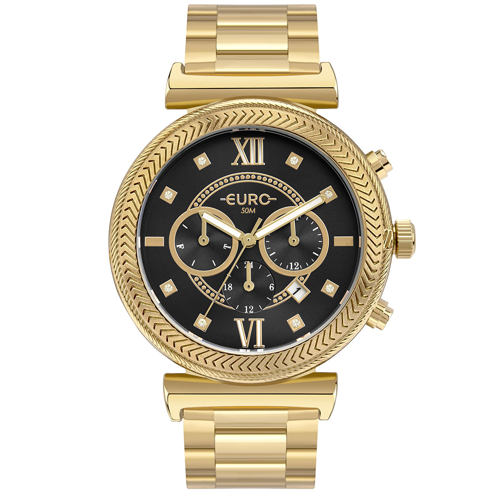 Relógio Euro Feminino Big Case Dourado
