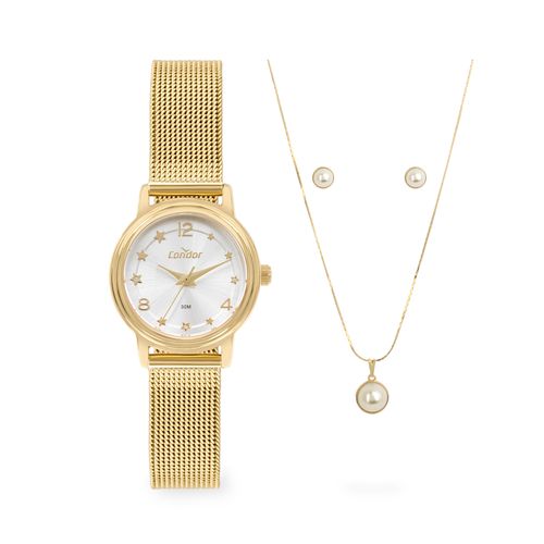 Kit Relógio Condor Feminino Mimos E Sutilezas Dourado - CO2035NEN/K4D