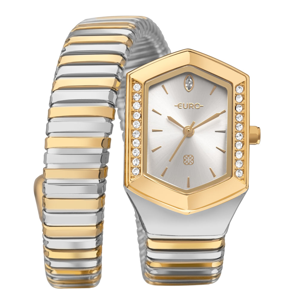 Relógio Euro Feminino Serpentes Bicolor