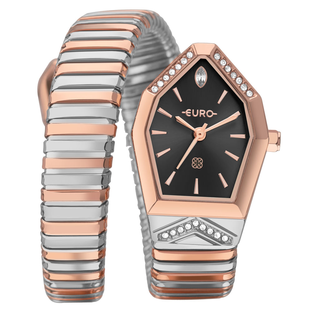 Relógio Euro Feminino Serpentes Bicolor