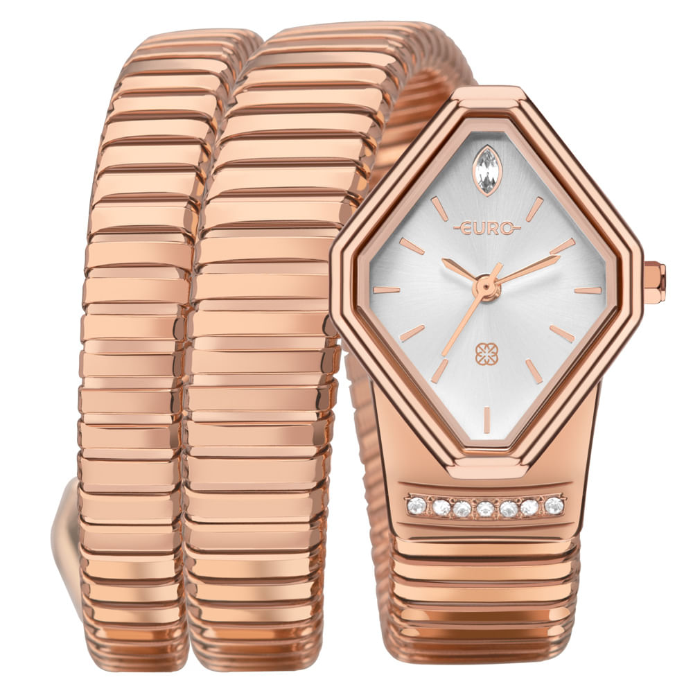Relógio Euro Feminino Serpentes Rosé