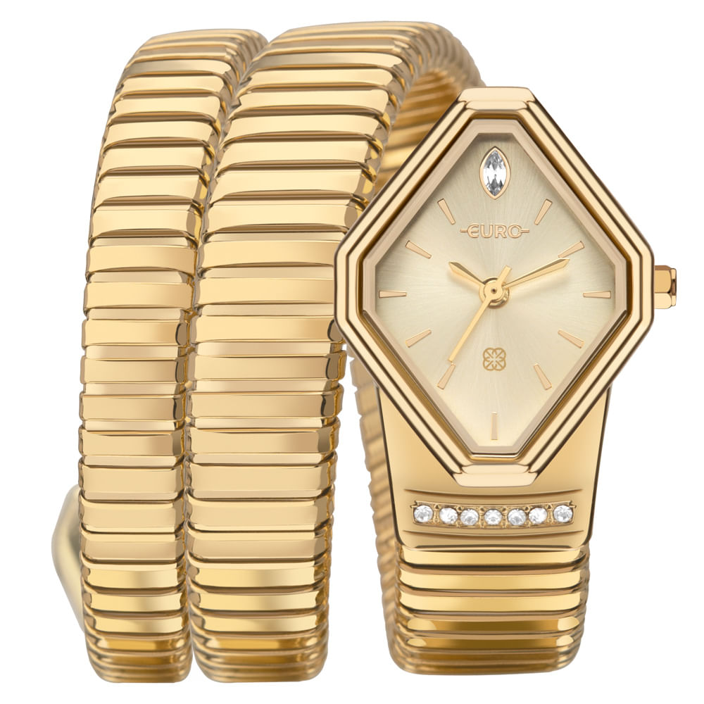 Relógio Euro Feminino Serpentes Dourado