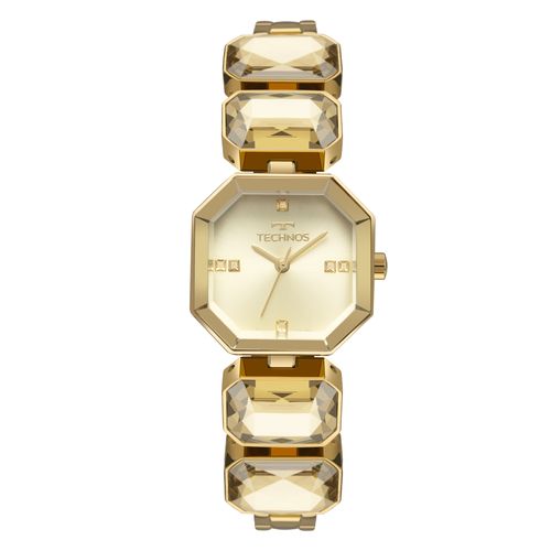 Relógio Technos Feminino Crystal Dourado